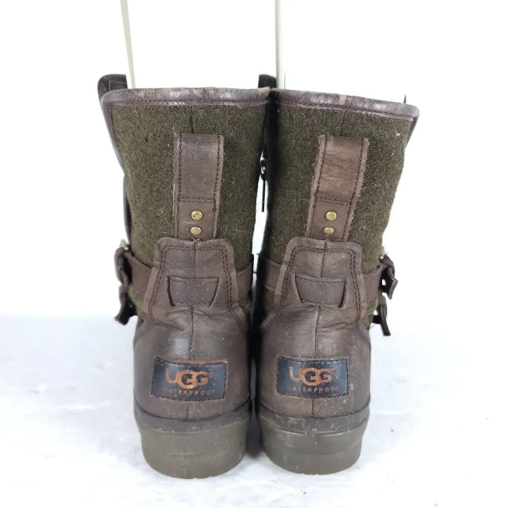 UGG Women's Simmens US 7 Brown Leather Lined LaceUp Waterproof Winter Boots